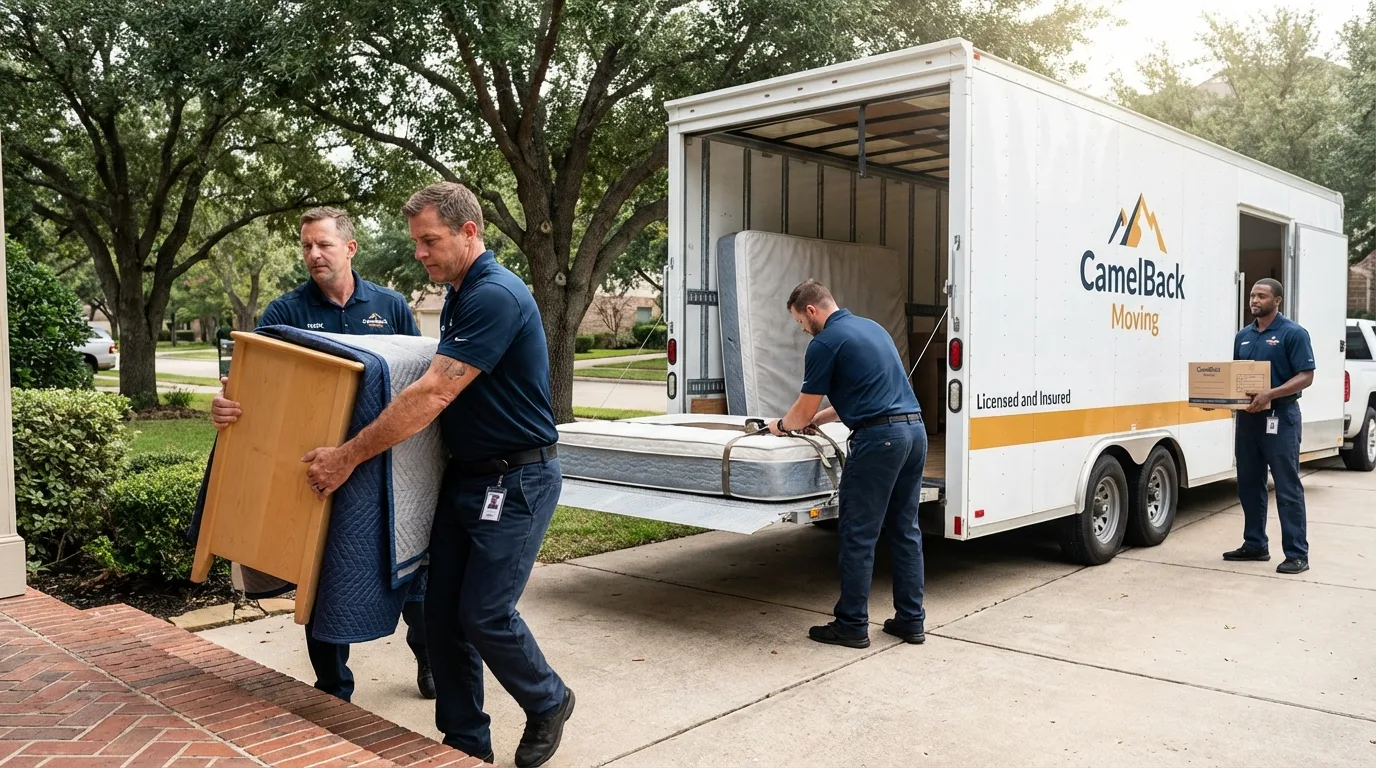 Crew loading residential truck for cross-state move from Hillsboro, OH