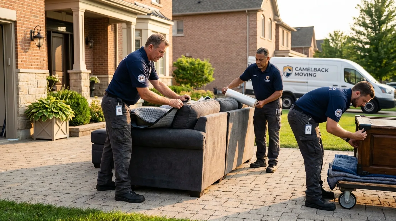 Large estate moving crew wrapping furniture in Hillsboro, OH